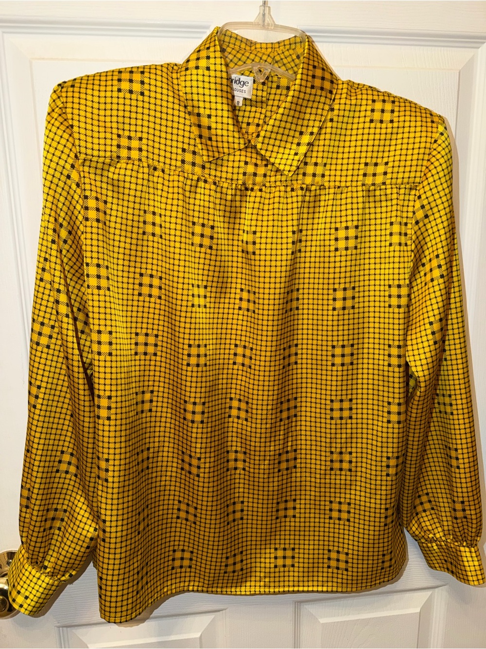 breckenridge Yellow and Black Checked Long-Sleeve Blouse